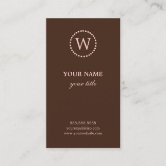 Elegant Pink & Brown Monogram Business Cards
