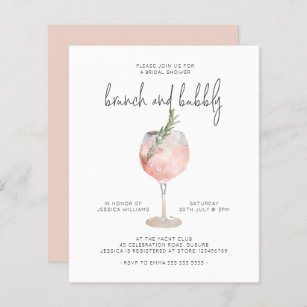 Elegant Pink Brunch & Bubbly Bridal Shower Invitat