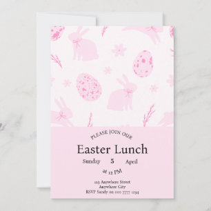 Elegant Pink Bunny and Egg Easter Invitation
