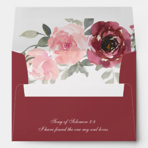 Elegant Pink Burgundy Floral Bible Wedding Envelope
