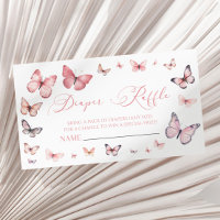 Elegant Pink Butterfly Baby Shower Diaper Raffle