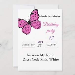 Elegant Pink Butterfly Birthday Invitation – Girl 