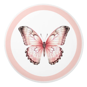 Elegant Pink Butterfly Pretty Girl's Drawer Knob