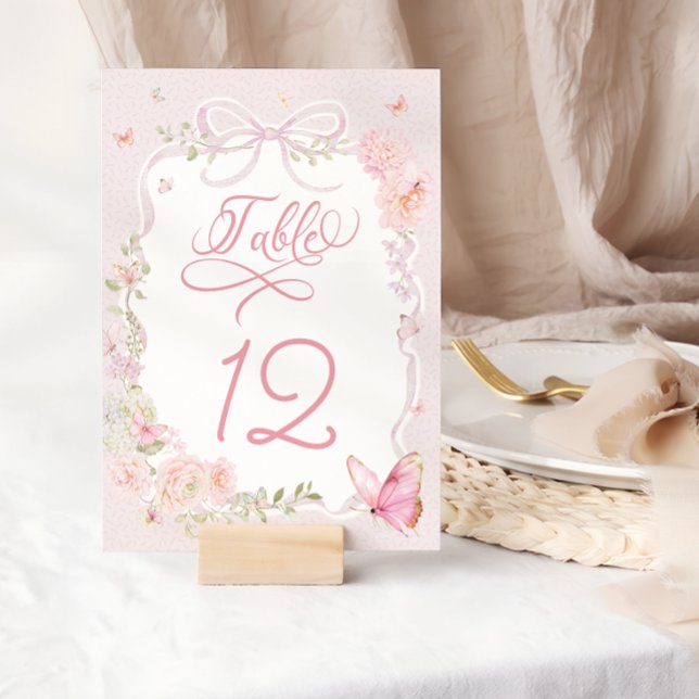 Elegant Pink Butterfly Table Number (Creator Uploaded)