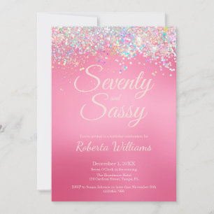Elegant Pink Calligraphy 70th Birthday Invitation