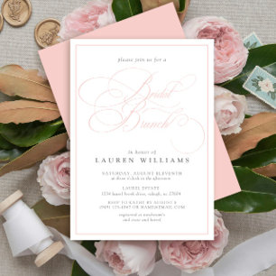 Elegant Pink Calligraphy Formal Bridal Brunch Invitation