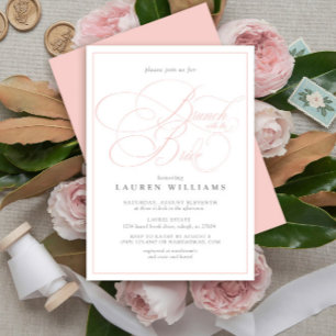 Elegant Pink Calligraphy Formal Brunch With Bride Invitation