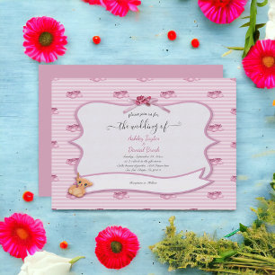 Elegant Pink Calligraphy Stylish Modern Wedding Invitation