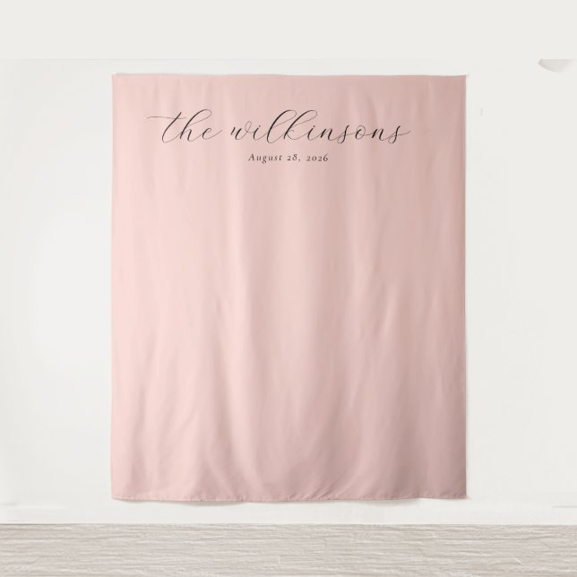 Elegant Pink Calligraphy Tapestry (Front)