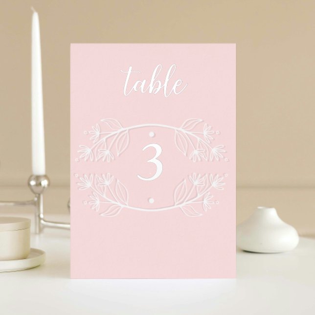 Elegant Pink Calligraphy Wedding Foil table number (Elegant Pink Calligraphy Wedding Foil table number)