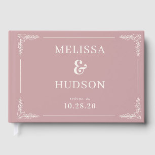 Elegant Pink Calligraphy With Floral Guest Book