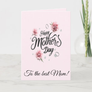Elegant Pink Carnation 3D Script Mother's Day Card