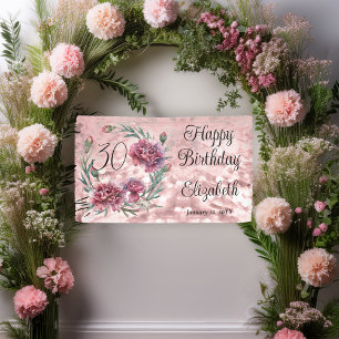 Elegant Pink Carnations 30th Birthday Party  Banner