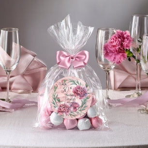 Elegant Pink Carnations 30th Birthday Party Classic Round Sticker