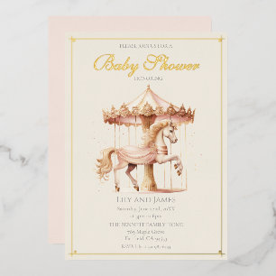Elegant Pink Carousel Horse Vintage Baby Shower