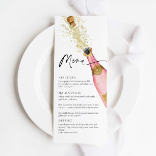Elegant Pink Champagne Theme Menu Card