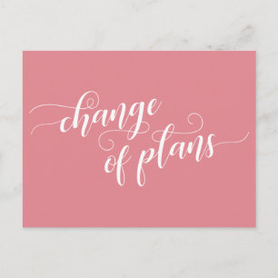 Elegant Pink Change of Plans Postponed Wedding Postcard