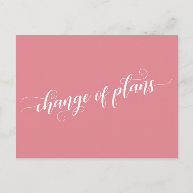 Elegant Pink Change of Plans Postponed Wedding Postcard (Front)