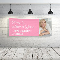 Elegant Pink Cheers Another Year Birthday Photo