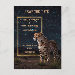Elegant Pink Cheetah Wedding Invitation Photo Postcard