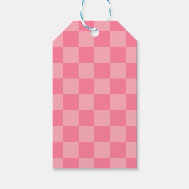 Elegant Pink Chequerboard Gift Tags (Front)