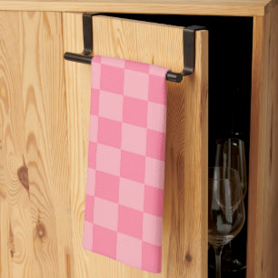 Elegant Pink Chequerboard Tea Towel