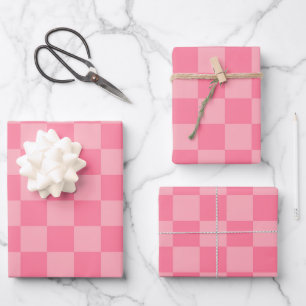 Elegant Pink Chequerboard Wrapping Paper Sheet