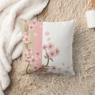 Elegant Pink Cherry Blossom Branch Cushion