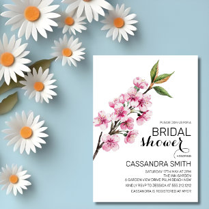 Elegant Pink Cherry Blossom Floral Bridal Shower  Invitation