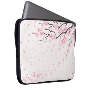 Elegant Pink Cherry Blossom Floral Laptop Sleeve