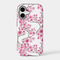 Elegant Pink Cherry Blossom Floral Watercolor