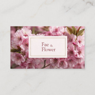 Elegant Pink Cherry Blossom Gold Frame Business Card
