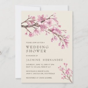 Elegant Pink Cherry Blossom Wedding Shower Invitation