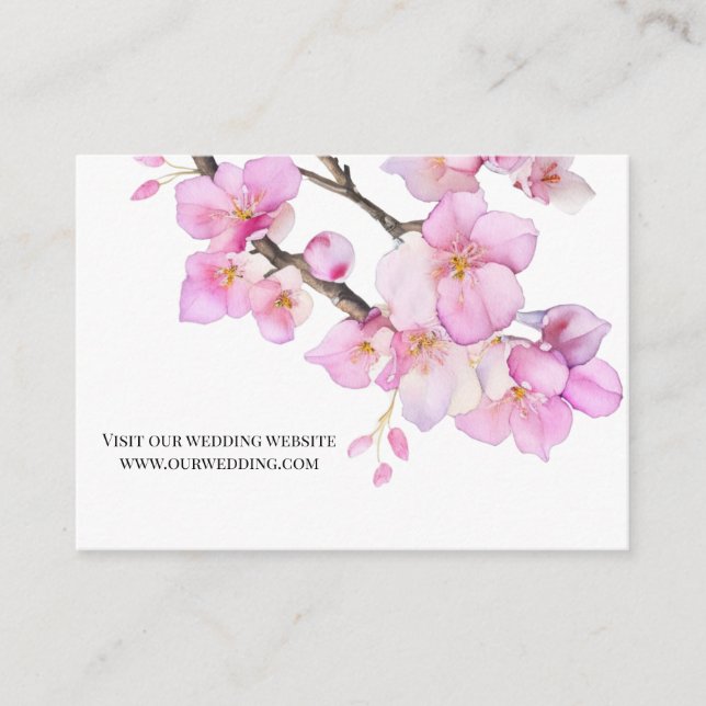 Elegant pink cherry blossoms QR wedding Enclosure Card (Front)