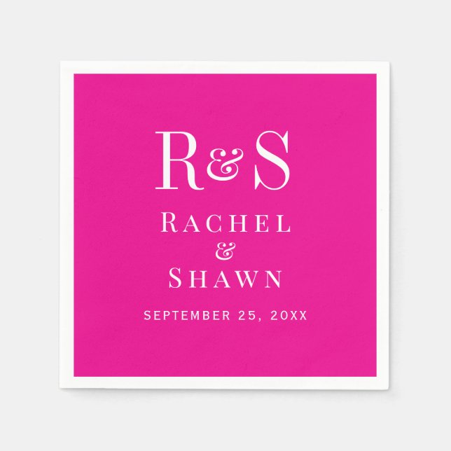 Elegant Pink Chic Modern Monogram Wedding Napkin (Front)