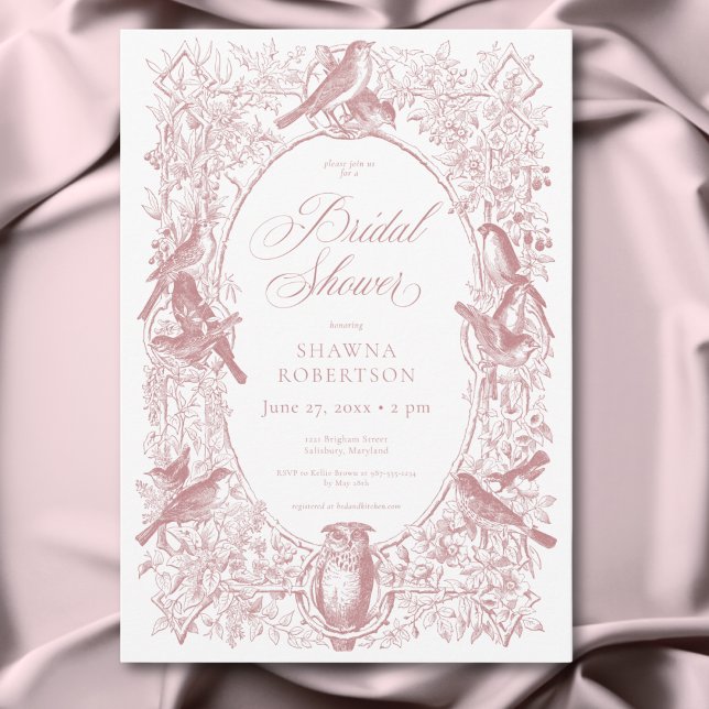 Elegant Pink Chinoiserie Nature & Birds Shower Invitation (Elegant Pink Chinoiserie Nature & Birds Shower Invitation)