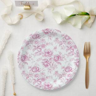 Elegant Pink Chinoiserie  Paper Plate