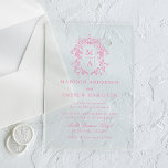 Elegant Pink Chinoiserie Victorian Floral Wedding Acrylic Invitations<br><div class="desc">Introducing our Elegant Pink Chinoiserie Victorian Floral acrylic wedding invitations. A fusion of timeless elegance and delicate beauty, these invitations feature intricate pink chinoiserie motifs surrounding the couple's monogram initials amidst Victorian florals with a transparent acrylic background. Set the stage for your wedding with an acrylic invitation that whispers tales...</div>
