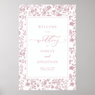 Elegant Pink Chinoiserie Wedding Welcome Poster