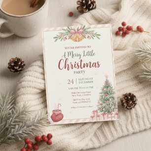 Elegant Pink Christmas Bells Invitation
