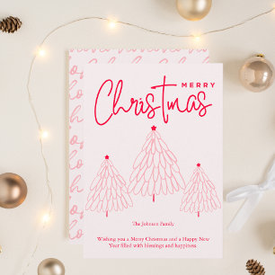 Elegant Pink Christmas Tree Holiday Card
