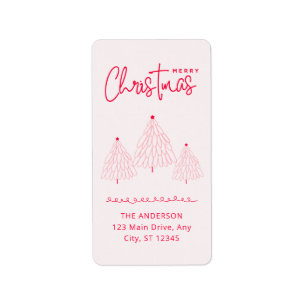 Elegant Pink Christmas Tree  Label
