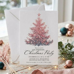 Elegant Pink Christmas Tree Winter Invitation