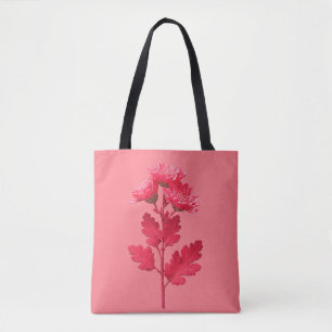 Elegant Pink Chrysanthemum Floral Tote Bag