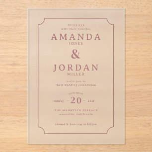 Elegant Pink Classic Wedding Invitation