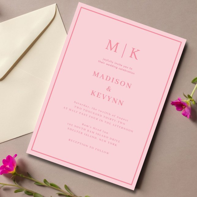 Elegant Pink Classic  Wedding  Invitation (Creator Uploaded)
