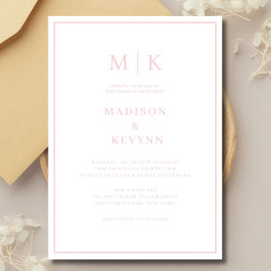 Elegant  Pink Classic  Wedding  Invitation