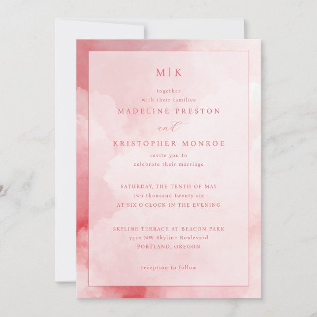 Elegant Pink Clouds Invitation (Front)