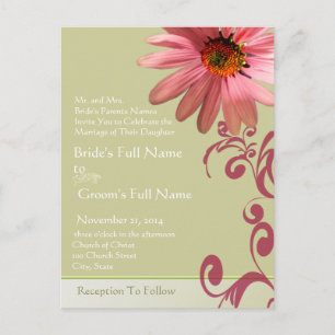 Elegant Pink ConeFlower Wedding Invitation