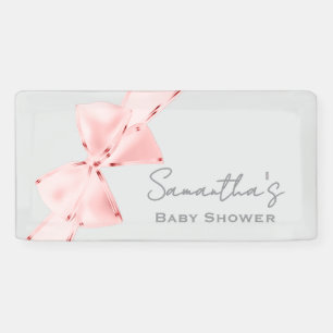 Elegant Pink Coquette Bow Baby Shower Banner